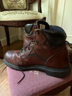 Men's Brown Leather Red WingLace-Up Work Boots